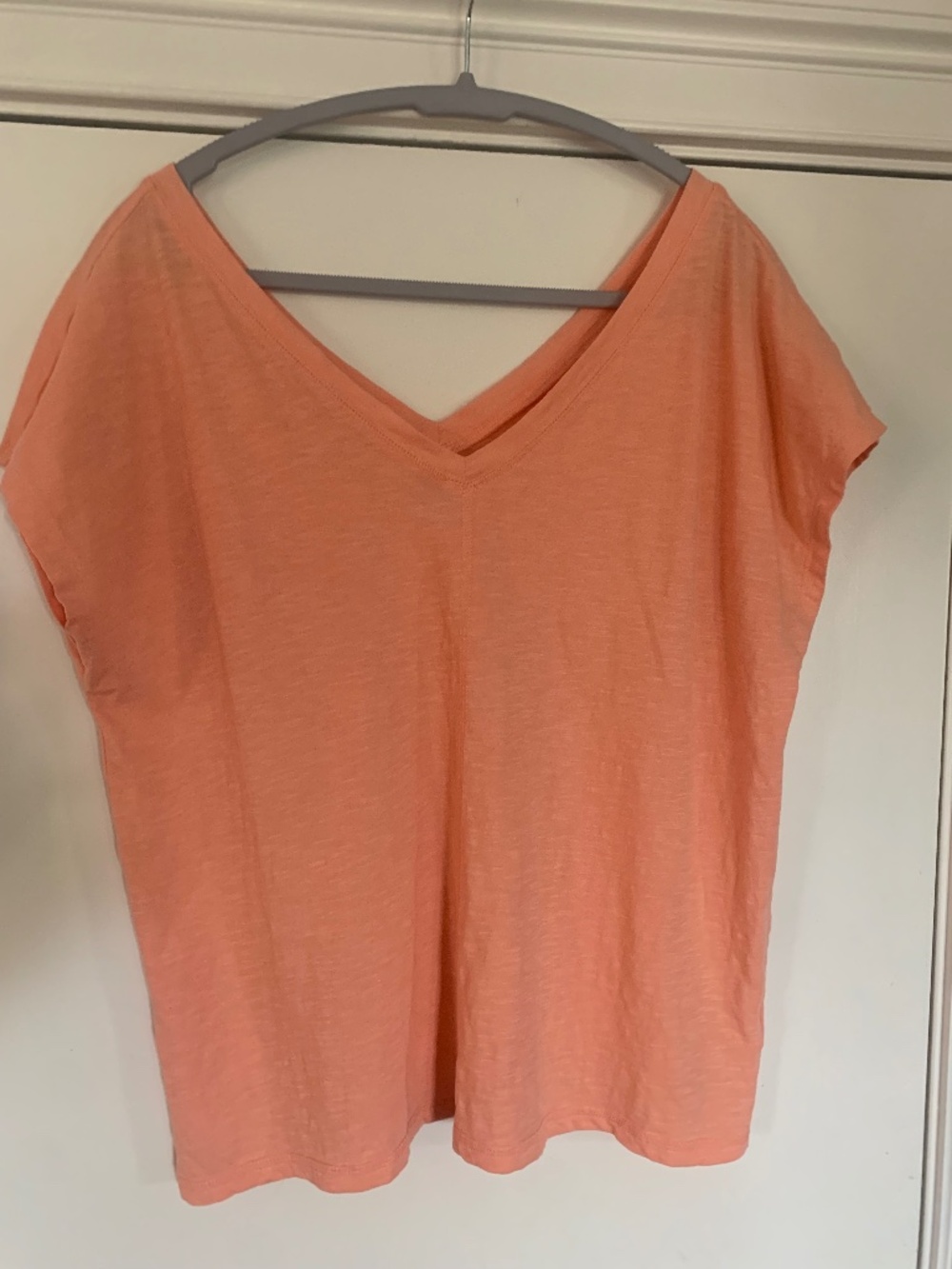 Talbots Lightweight Double V Tee in light coral, size M